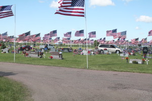 flags at cemetery